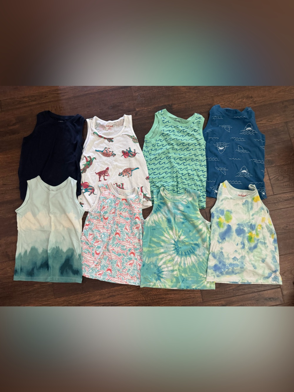 Kids Boys Tie-Dye and Patterned Tank Top Set of 8